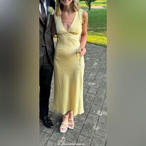 Abercrombie Plunge Cowl Back Maxi Dress, XXSP in Yellow